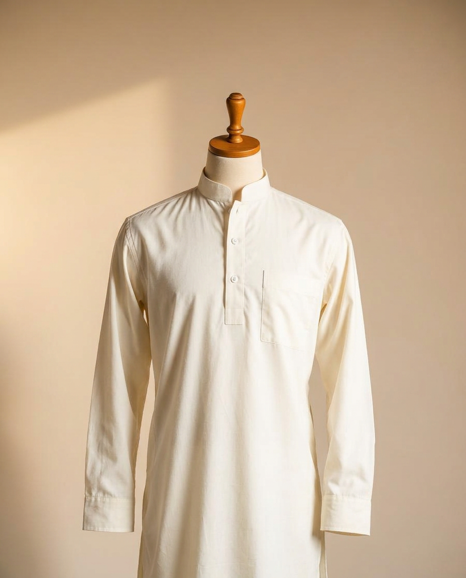 The Ivory Mandarin on a tailor's mannequin