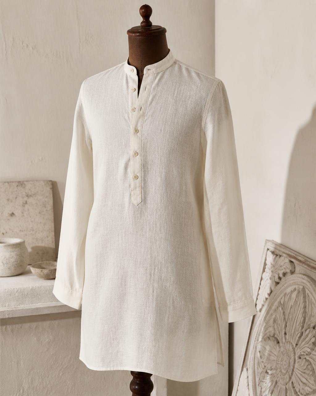 Men's kurta hand-finished on a tailor's dress form