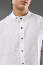 Elio – Band Collar Linen Top - Image 5