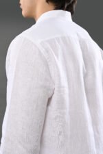 Elio – Band Collar Linen Top - Image 7