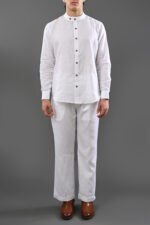 Elio – Band Collar Linen Top
